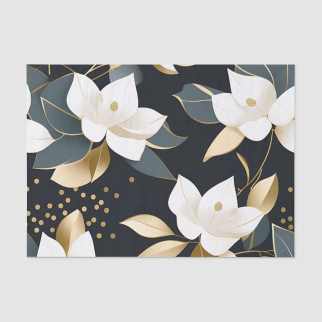 Moderner botanischer Eukalyptus in Gold Seidenpapier (Vorderseite)