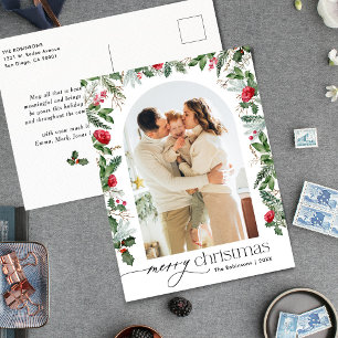 Moderner Botanischer Foto Weihnachtsfeiertag Postkarte