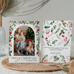 Moderner Botanischer Garten 1 Foto Frohe Weihnacht Feiertagskarte<br><div class="desc">Diese Kollektion besticht durch Aquarellblumen,  Beeren und Wintergrün mit moderner und eleganter Typografie,  mit einem botanischen Wintermuster zurück.</div>
