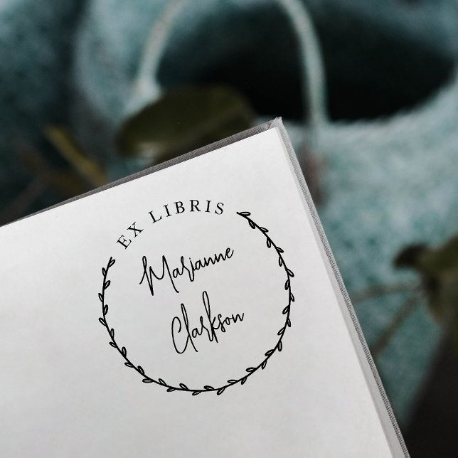 Moderner botanischer Individuelle Name Ex Libris S Gummistempel (Von Creator hochgeladen)