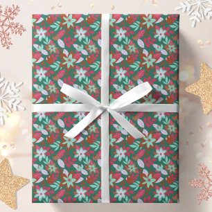 Moderner botanischer Weihnachtsurlaub Geschenkpapier