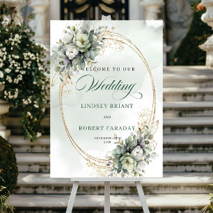 Moderner Botanischer Weißer Rosen Willkommensposte Poster