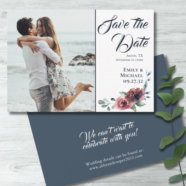 Moderner brasilianischer Navy-Blush Save the Date (Von Creator hochgeladen)