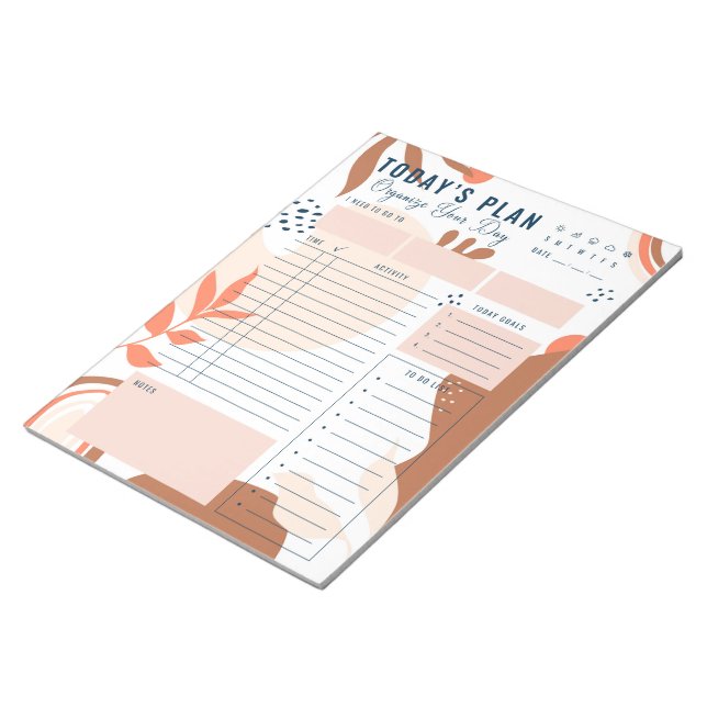 Moderner braunbeiger Tagesplaner Notepad Notizblock (angewinkelt)