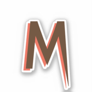 Moderner brauner 3D-Text - Anfangsbuchstabe Lach Aufkleber