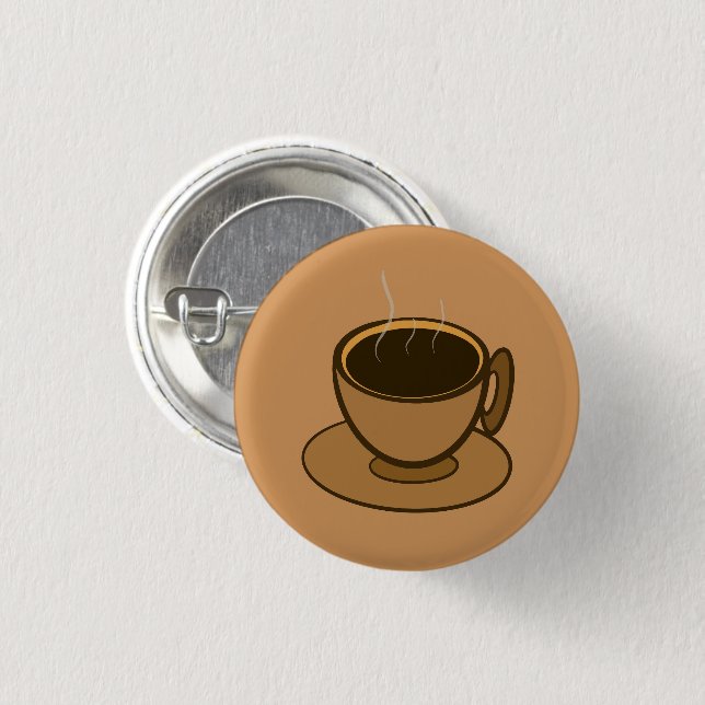 Moderner brauner, gemütlicher Kaffee-Cup im Mittel Button (Vorne & Hinten)
