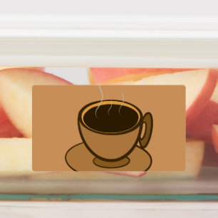 Moderner brauner, gemütlicher Kaffee-Cup im Mittel Etiketten