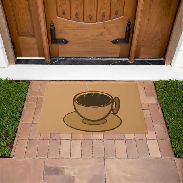 Moderner brauner, gemütlicher Kaffee-Cup im Mittel Fußmatte (Außenbereich)