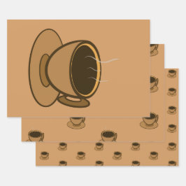 Moderner brauner, gemütlicher Kaffee-Cup im Mittel Geschenkpapier Set