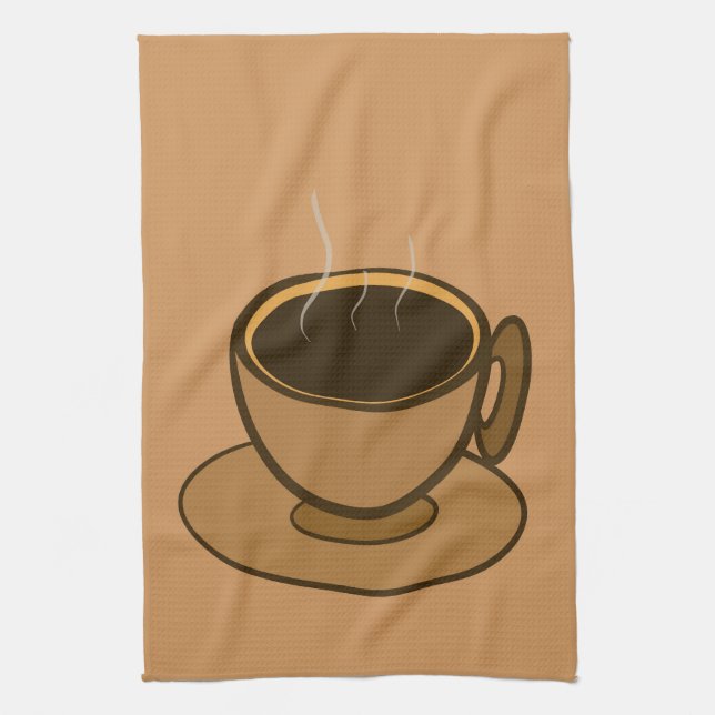 Moderner brauner, gemütlicher Kaffee-Cup im Mittel Geschirrtuch (Vertikal)