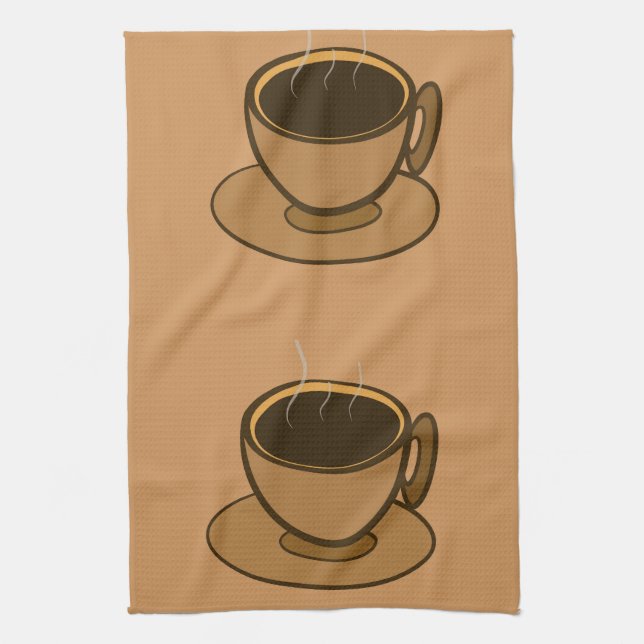 Moderner brauner, gemütlicher Kaffee-Cup im Mittel Geschirrtuch (Vertikal)