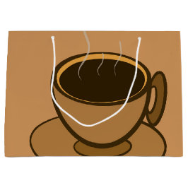 Moderner brauner, gemütlicher Kaffee-Cup im Mittel Große Geschenktüte