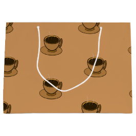 Moderner brauner, gemütlicher Kaffee-Cup im Mittel Große Geschenktüte