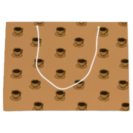 Moderner brauner, gemütlicher Kaffee-Cup im Mittel Große Geschenktüte