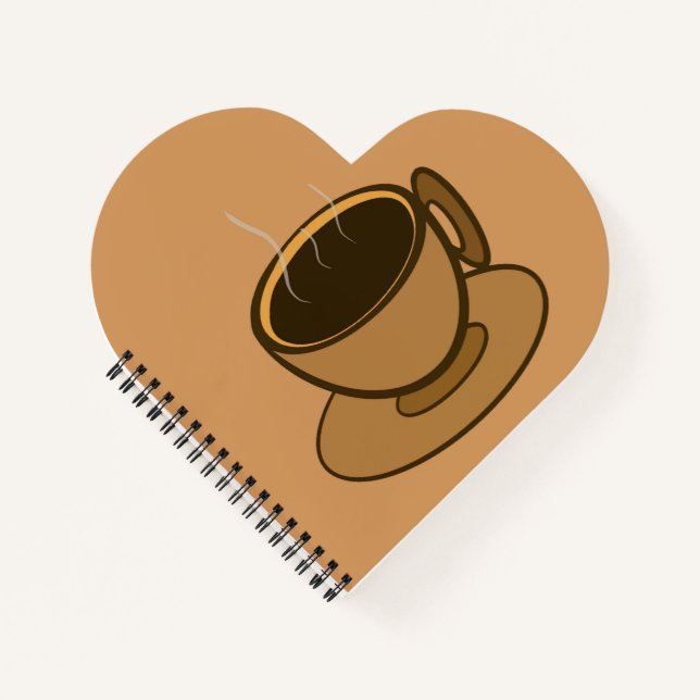 Moderner brauner, gemütlicher Kaffee-Cup im Mittel Notizbuch (Vorderseite)