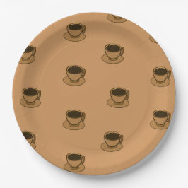 Moderner brauner, gemütlicher Kaffee-Cup im Mittel Pappteller