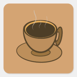 Moderner brauner, gemütlicher Kaffee-Cup im Mittel Quadratischer Aufkleber