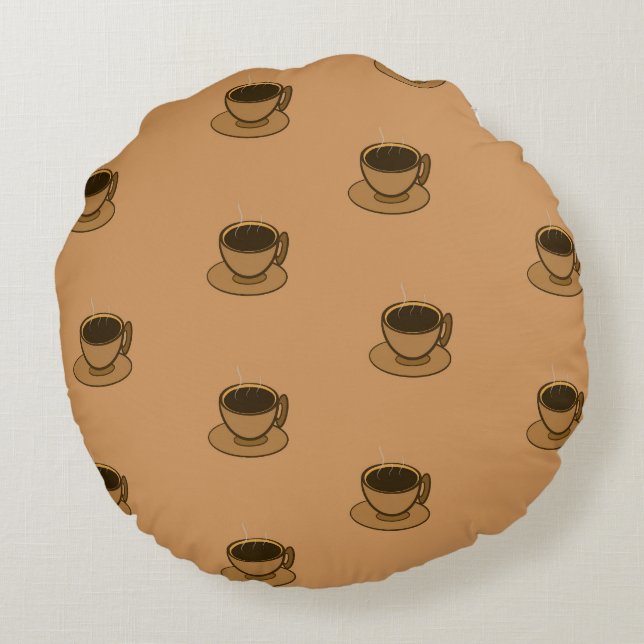 Moderner brauner, gemütlicher Kaffee-Cup im Mittel Rundes Kissen (Rückseite)