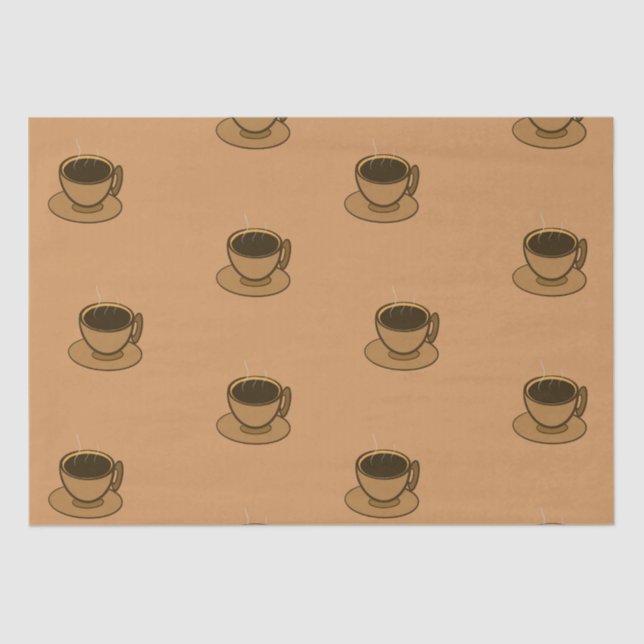 Moderner brauner, gemütlicher Kaffee-Cup im Mittel Seidenpapier (Vorderseite)