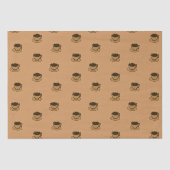 Moderner brauner, gemütlicher Kaffee-Cup im Mittel Seidenpapier (Vorderseite)