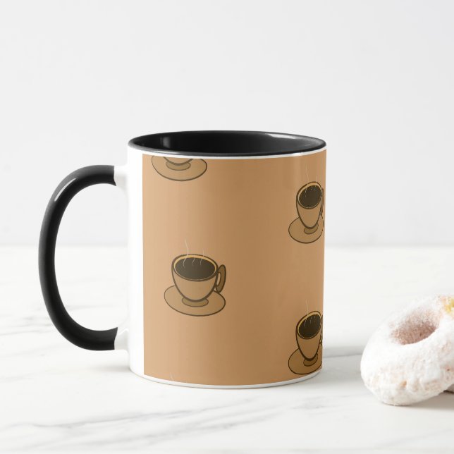 Moderner brauner, gemütlicher Kaffee-Cup im Mittel Tasse (Mit Donut)