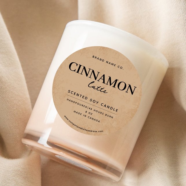 Moderner brauner Kaffee rustikal Runder Aufkleber (Von Creator hochgeladen)