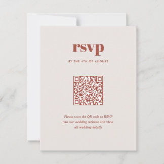 Moderner brauner Trendy Mix Match Wedding QR Code RSVP Karte