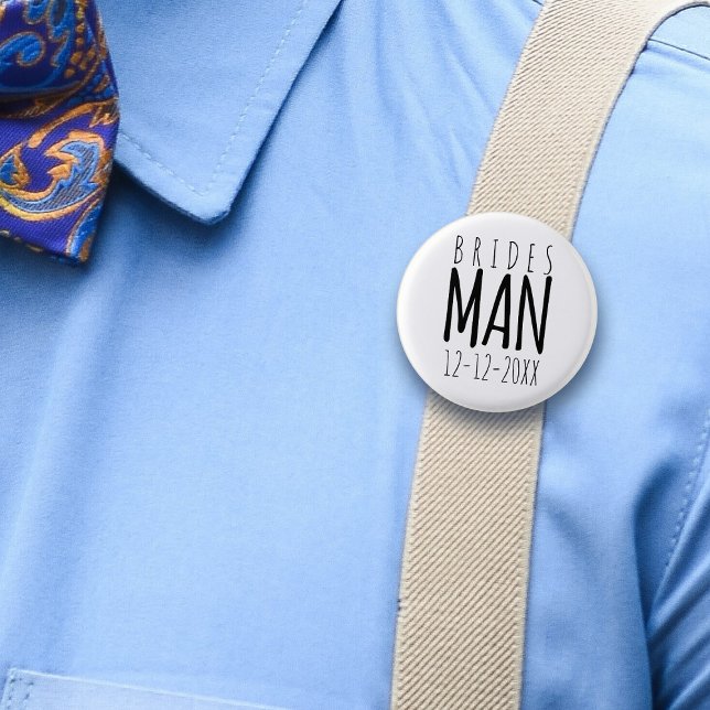Moderner Bridesman Wedding Party Günstige Button B (Fun to attach to your Bridesman. Just add your wedding date)