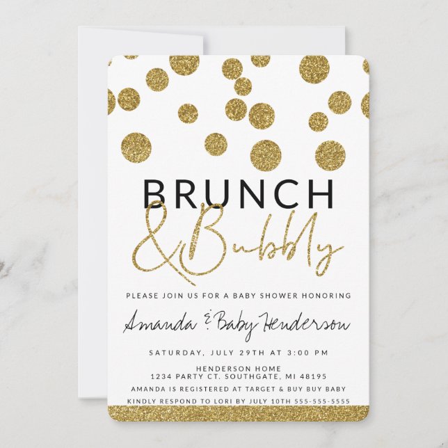 Moderner Brunch & Bubbly Einladung (Vorderseite)