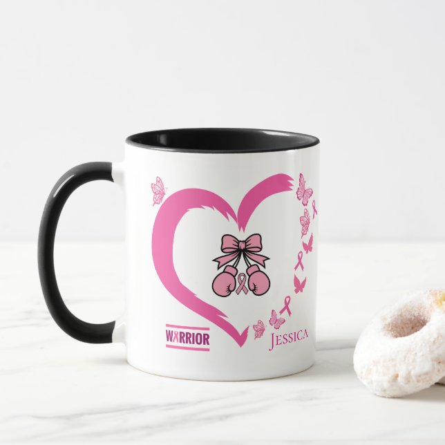 Moderner Brustkrebs-Krieger - benutzerdefinierbare Tasse (Mit Donut)