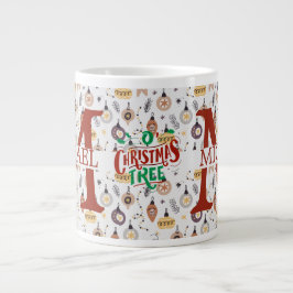 Moderner Buffalo-Karierter Monogram-Weihnachtsfeie Jumbo-Tasse