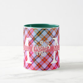 Moderner Buffalo-Karierter Monogram-Weihnachtsfeie Tasse