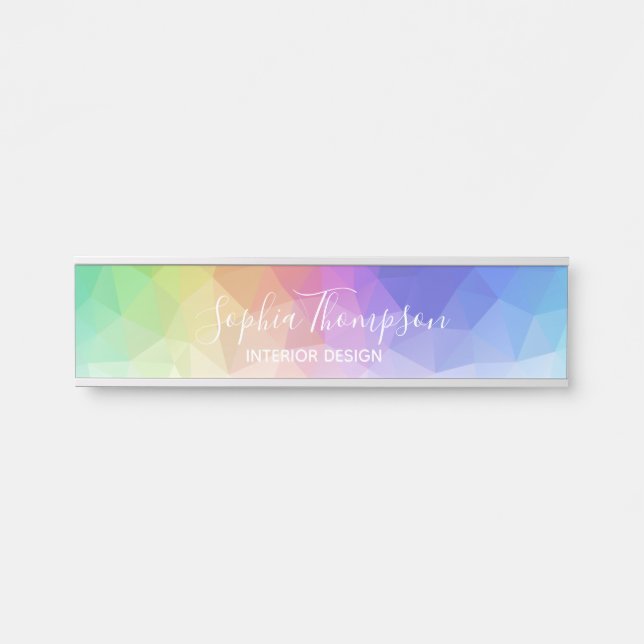 Moderner bunter Regenbogen polygonal - Türschild (Vorderseite )