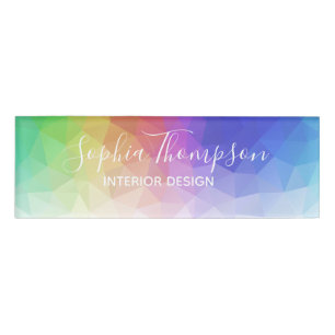 Moderner bunter Regenbogen-polygonaler Namenschild