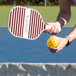 Moderner Burgund gestreifter Individuelle Name Pickleball Schläger