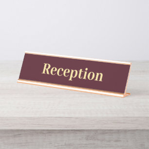 Moderner Burgund Gold Beruflich Office Empfang Schreibtischnamensplakette