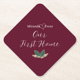 Moderner Burgund Housewarming Party Untersetzer