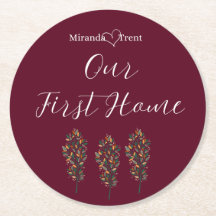 Moderner Burgundy First Zuhause Untersetzer