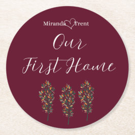 Moderner Burgundy First Zuhause Untersetzer