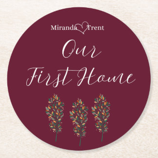 Moderner Burgundy First Zuhause Untersetzer