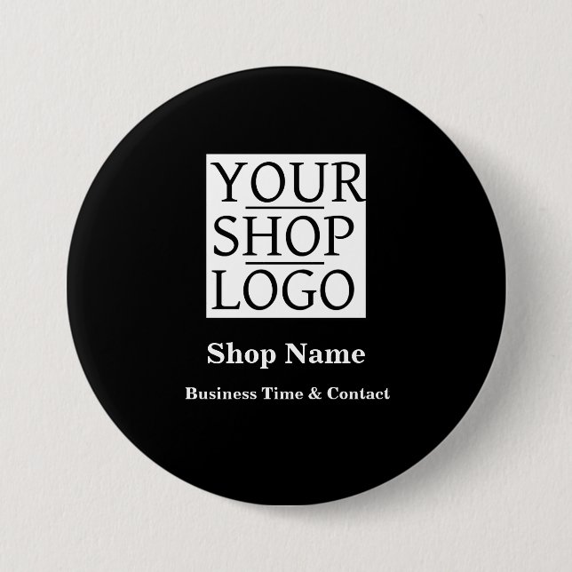Moderner Business Shop Minimalistisch Weiß Button (Vorderseite)