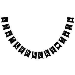 Moderner Button mit schwarzem und weißem Sicherhei Wimpelkette