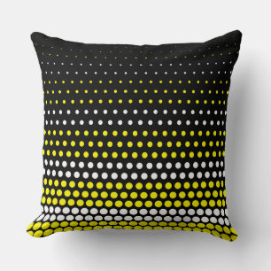 Moderner Cadmium Gelb und Weiß Polka Dot Kissen