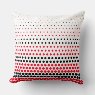 Moderner Cadmium Red und Black Polka Dot Kissen