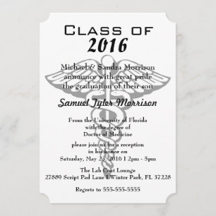 Moderner Caduceus-medizinische SchulAbschluss Einladung