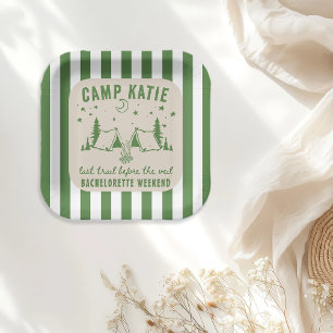 Moderner Camp-Junggeselinnen-Abschied Pappteller