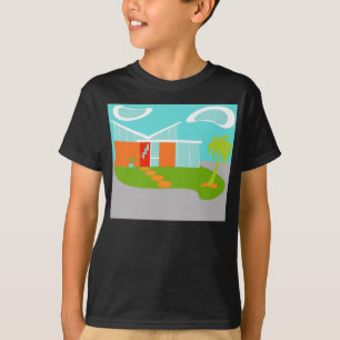 Moderner Cartoon House T - Shirt Mitte Jahrhundert