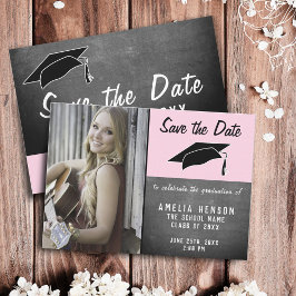 Moderner Chalkboard-Abschluss Save the Date Foto Ankündigung