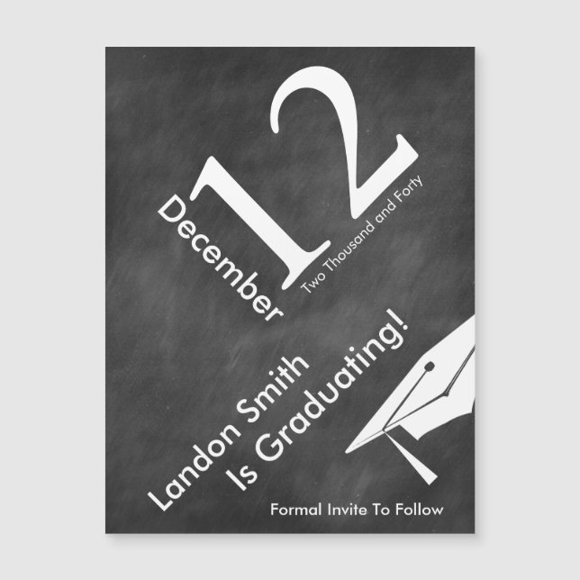 Moderner Chalkboard-Abschluss Save the Date Magnetkarte (Vorderseite)