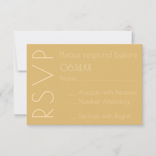 Moderner Champagne Monotone Wedding RSVP Karte (Vorderseite)